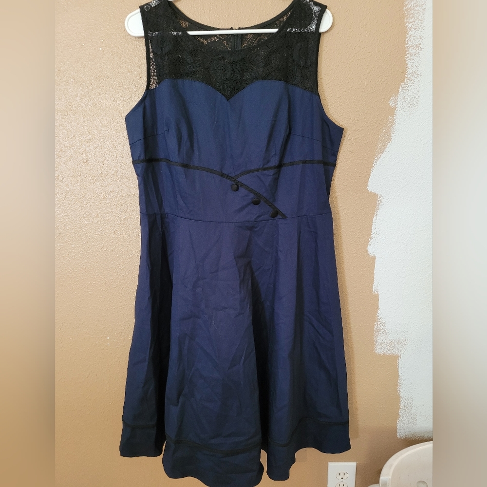 3x Bbonlinedress blue dress with black lace